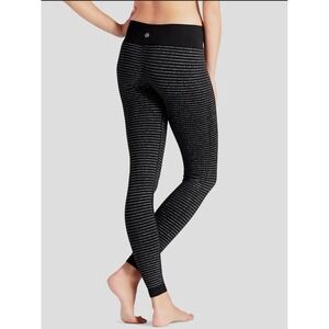 Athleta Black Shimmer Stripe Athletic Leggings Women Medium M
